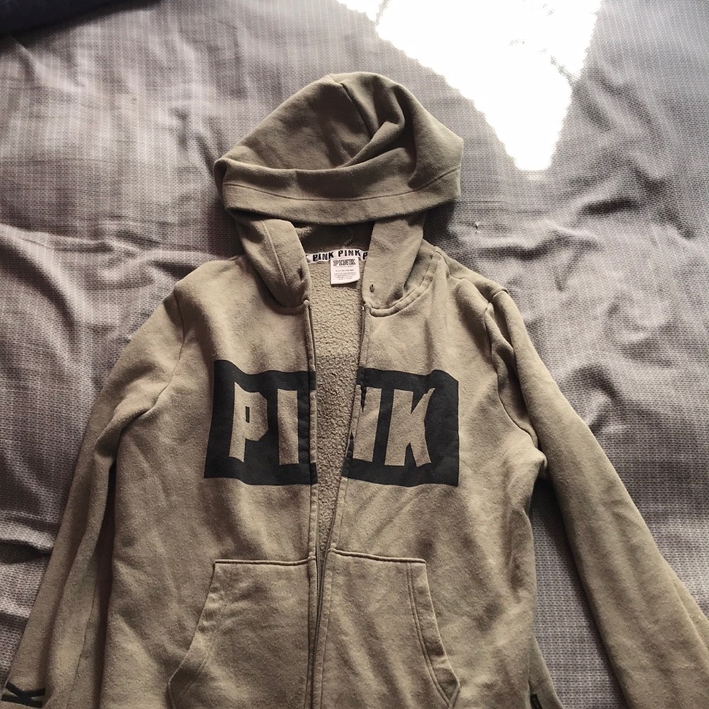 PINK army green zip up jacket